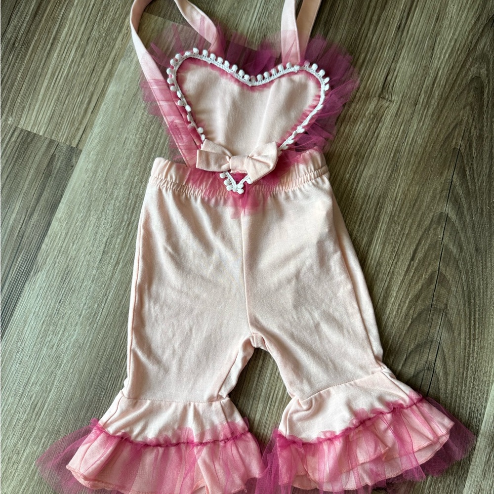 Pink Ruffled Heart Romper